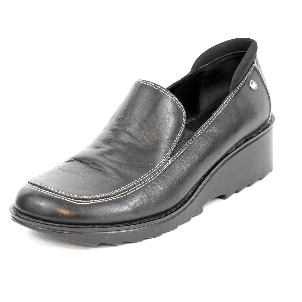 Tommy Hilfiger Leather Slip On Platform Loafers